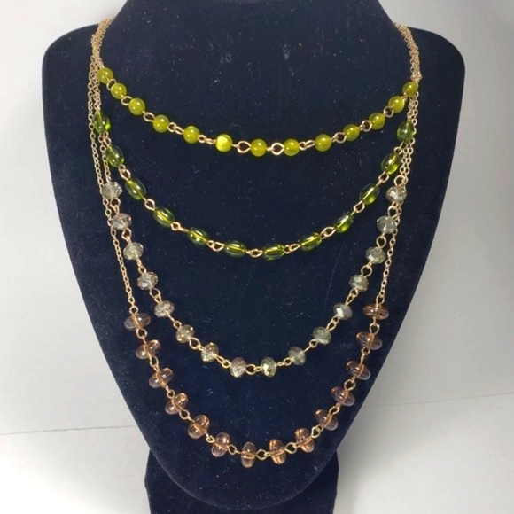 Gold tone Stylish Layered Colorful Beaded Necklace - Women's Fashion Jewelry - Picture 1 of 11
